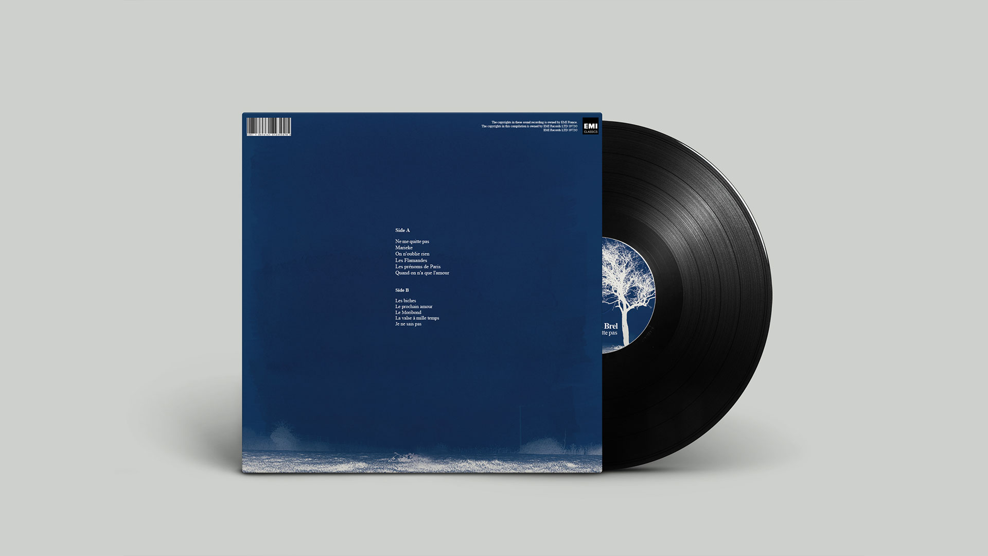 Back sleeve — Side A / Side B tracklist.